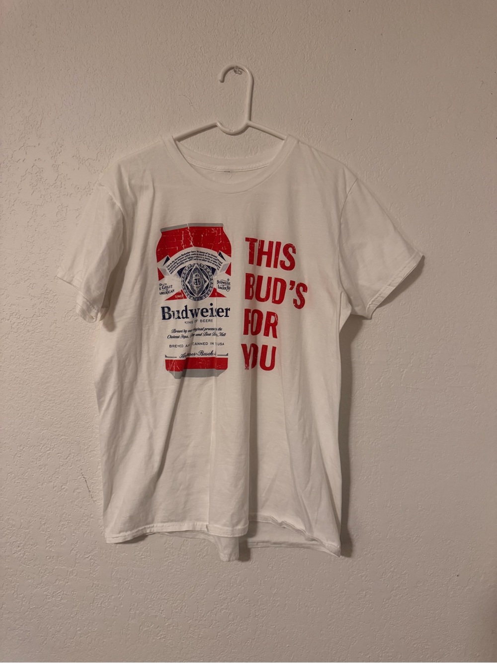 Budweiser White Tee with Red Can Graphic